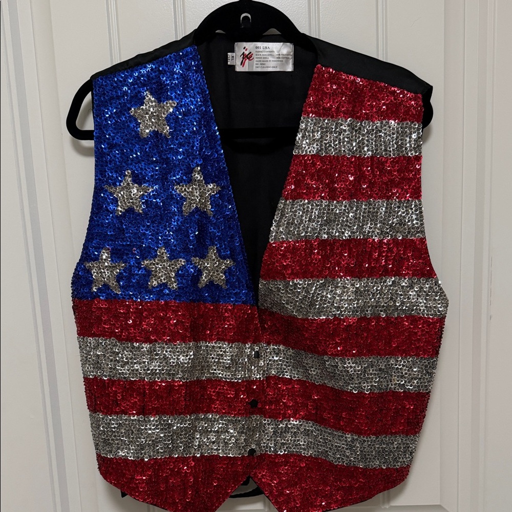 Vintage Sequin American Flag Vest